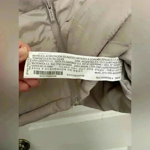 ZARA Kids Neutral/Tan Colored Puffer Jacket Size 13/14 - Picture 6 of 6